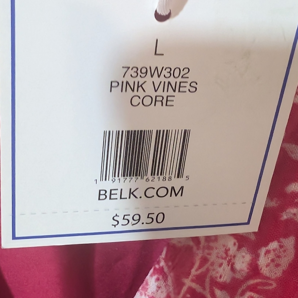 Kaari Blue Pink And White Textured Floral Women's Top Size Large - Picture 5 of 9